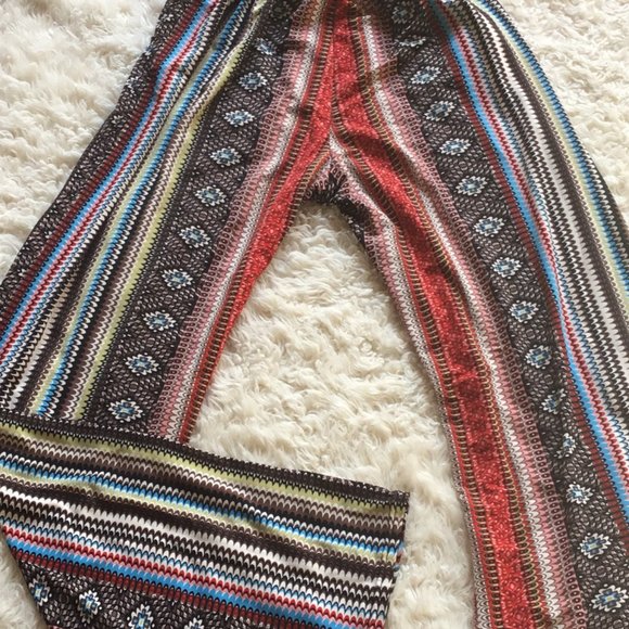 CHANDLY  Printed Colorful Pants Wide Legs High Rise Elastic Waist Stretchy M - Picture 5 of 6